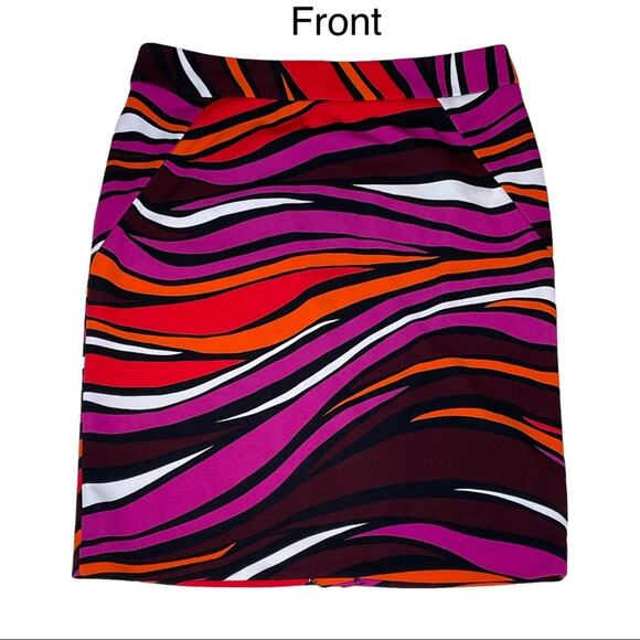 Groovy Mod Retro Colorful Vivid Bright Pencil Mini Skirt Size 8 Petite - Picture 1 of 10
